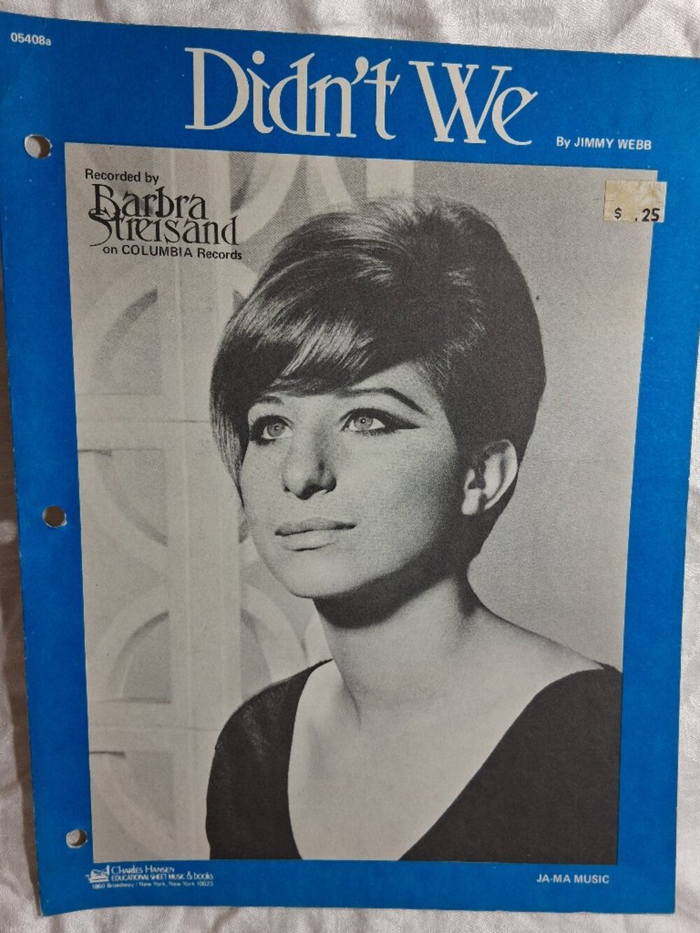 Vintage "Didn't We" Barbra Streisand sheet music